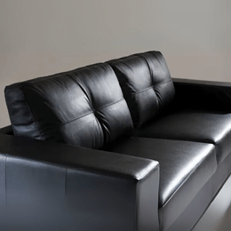 Sofa Domini 2,40m 2 Lugares Couro Legitimo Sherwood Preto detalhes